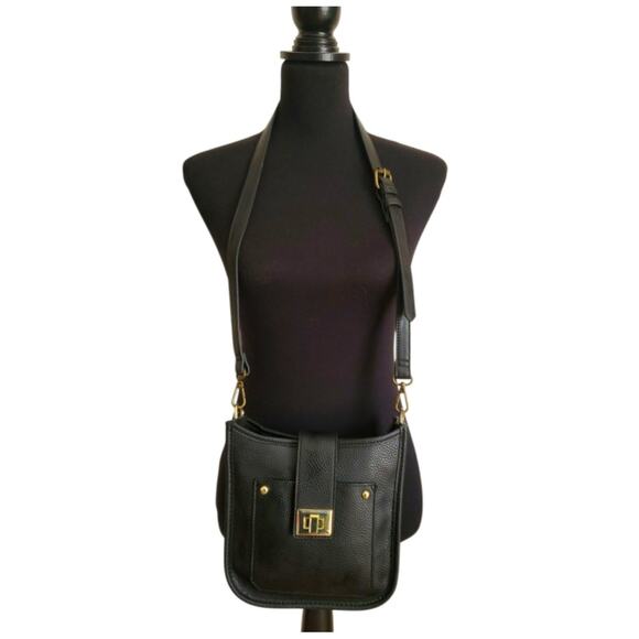 Steve Madden Black Pebbled Crossbody Bag Adjustable Strap Purse Shoulder Satchel - Picture 1 of 9
